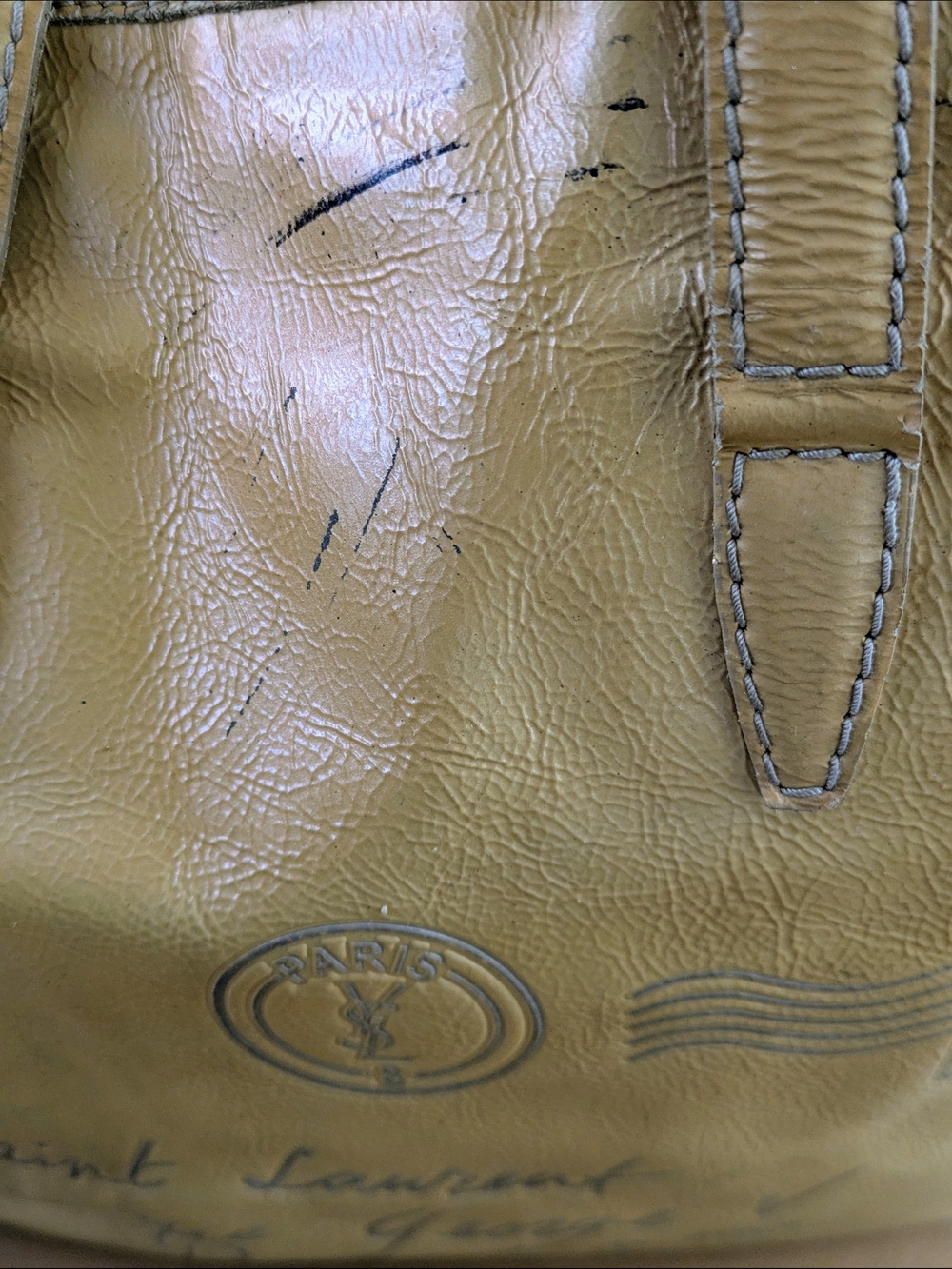 Yves Saint Laurent YSL Camel Beige Patent Leather Tote Bag Authentic - Picture 2 of 16